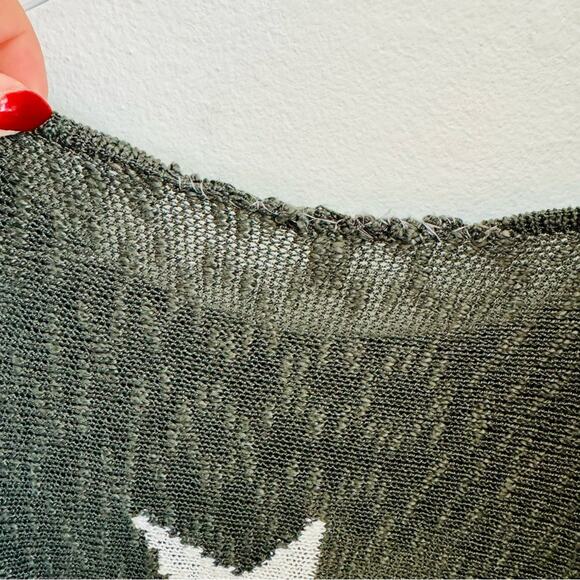 WISHLIST NORDSTROM Grey Gray White Stars Bold Chunky Knit Pullover Sweater M L - Picture 5 of 12